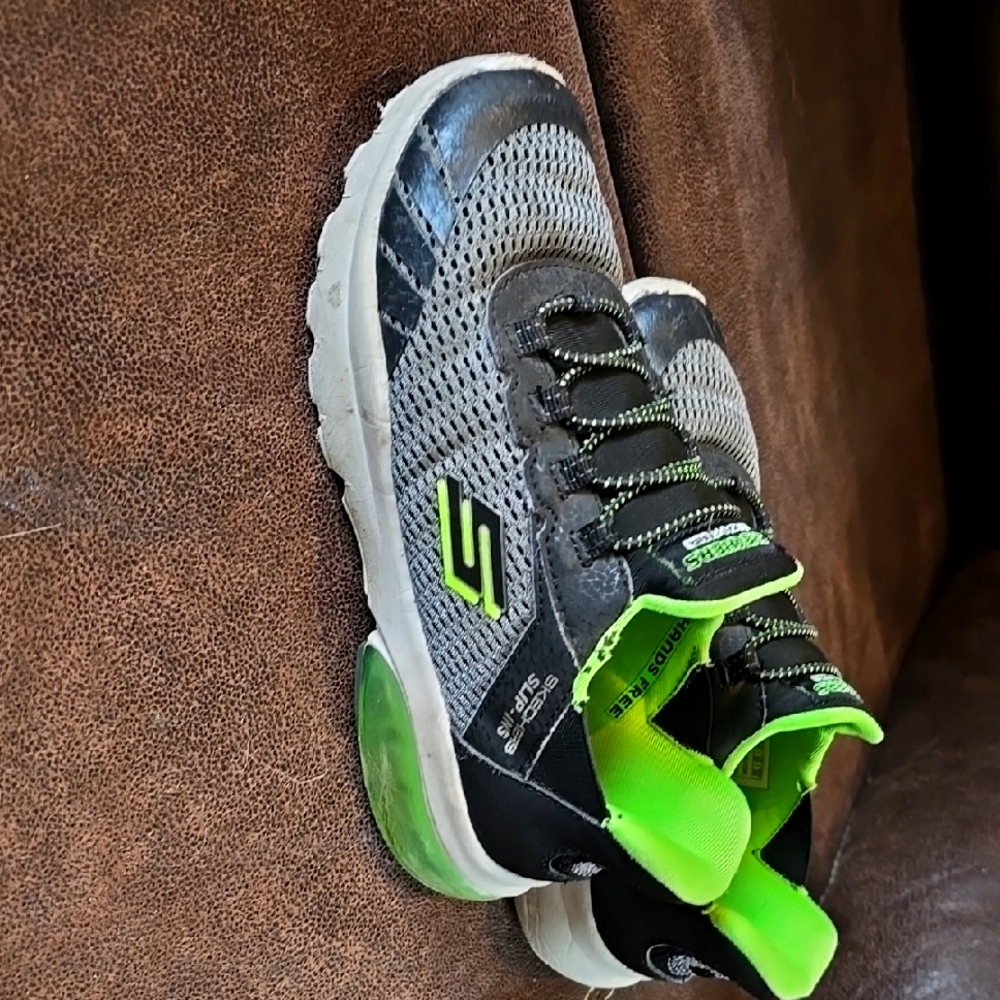 Skechers Kids Black and Green Sneakers